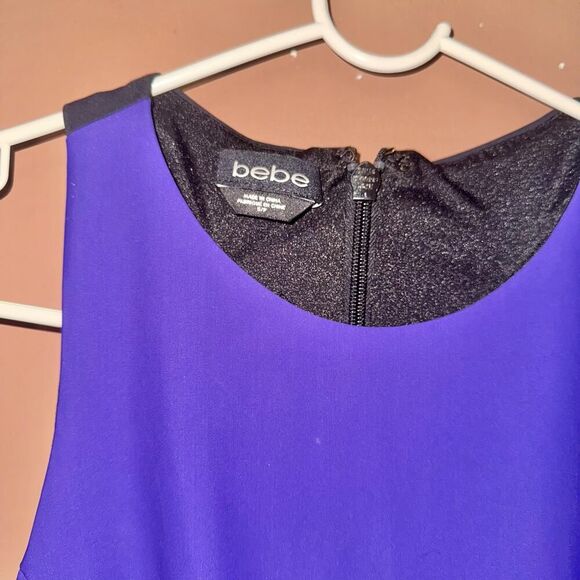 Bebe Purple Black Asymmetrical Hem Dress - Size Small - Picture 2 of 8